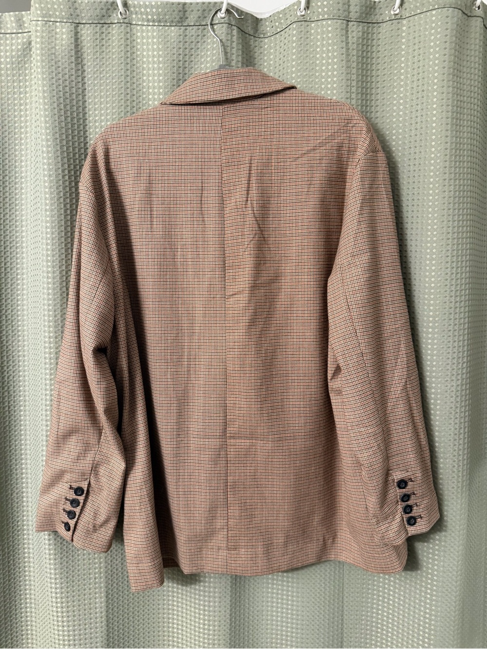 Free People Tan Brown Checked Single-Breasted Blazer - Picture 2 of 2